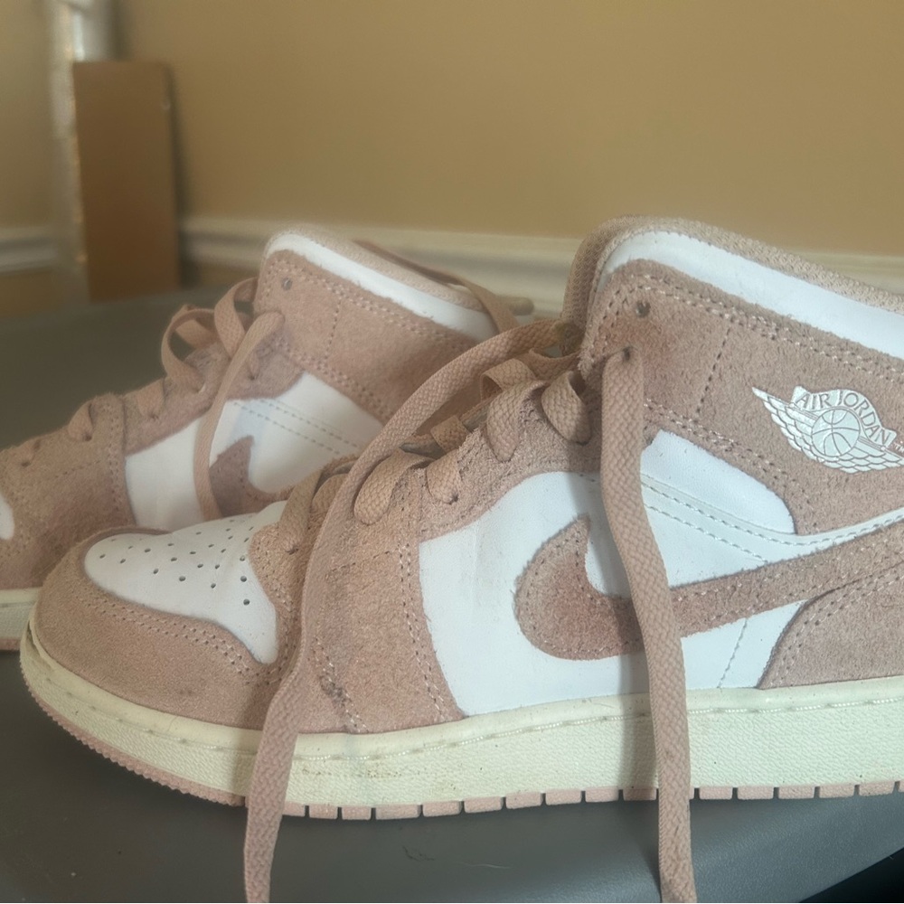 Nike Women’s Pink/Tan Suede & White Mid-Top Sneakers